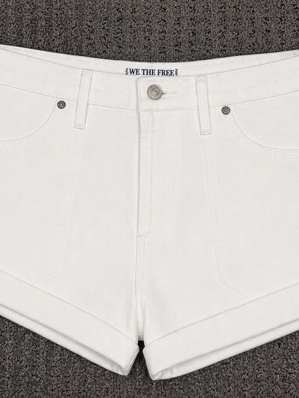 We The Free White Denim Roll-Cuff Women's Shorts
